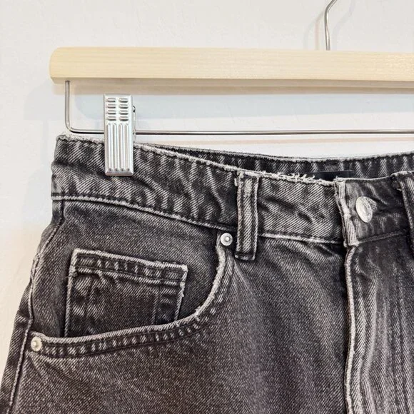 Zara Denim High Rise Longer Length Jean Shorts Faded Black Jorts Casual Summer 4